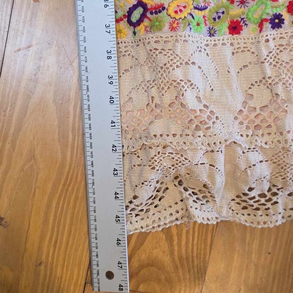 Vintage Floral Lace Maxi Dress - 60s 70s BOHO HIPPIE COTTAGE CORE xsmall OOAK - Picture 11 of 11